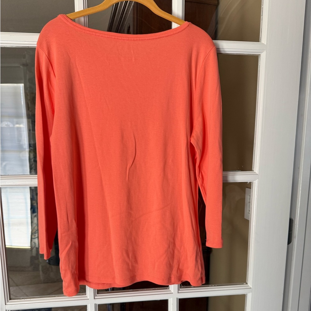 Talbots Women's 3/4 Sleeve Coral Tee - Picture 2 of 6